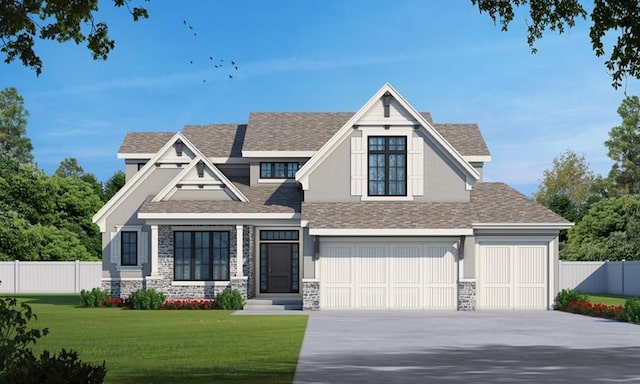 view of front of home featuring a garage and a front yard