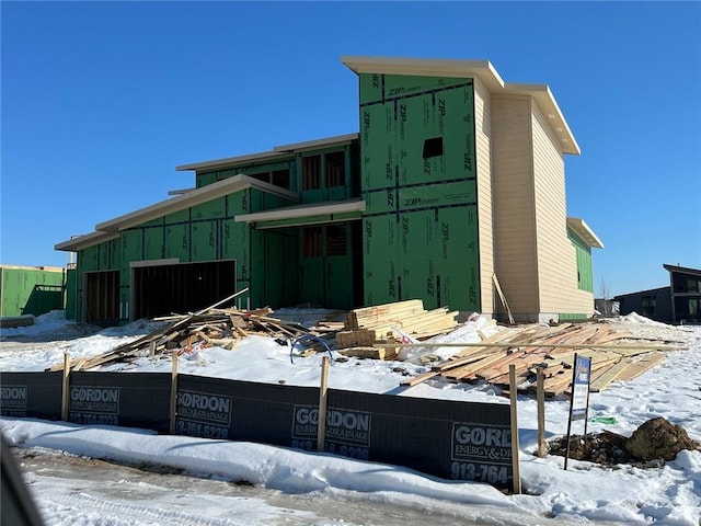 view of snow covered exterior