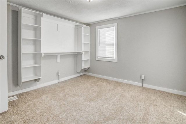 walk in closet with light carpet