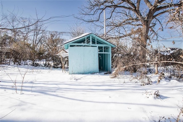 view of snow covered structure