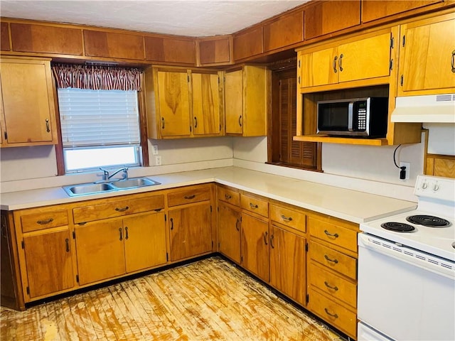 kitchen featuring sink and white electric stove