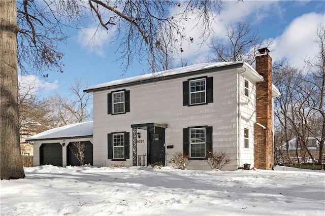 colonial house with a garage