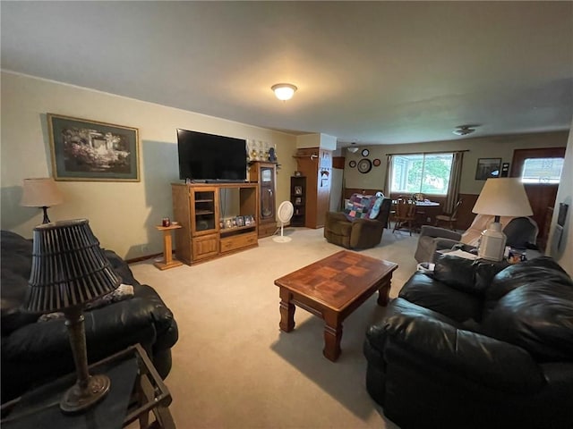 living room featuring carpet