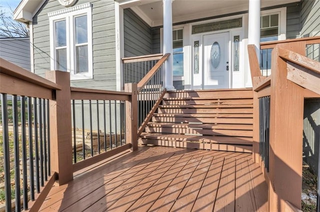 deck featuring covered porch