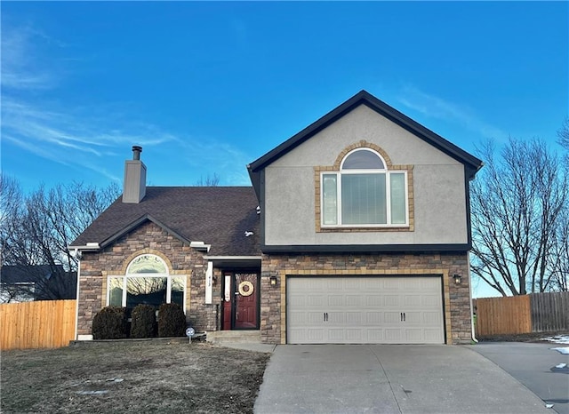 view of property featuring a garage