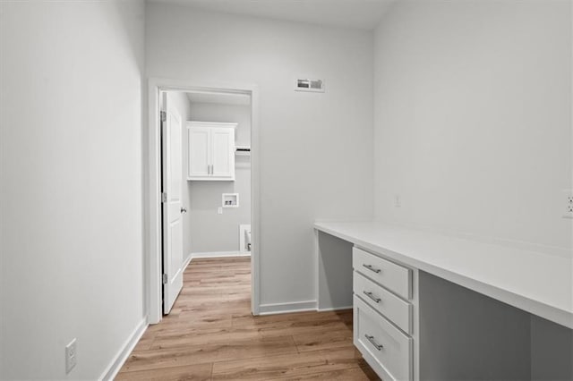 interior space with light hardwood / wood-style floors