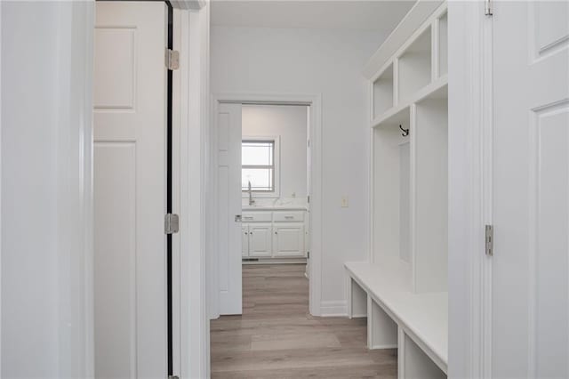 mudroom featuring light hardwood / wood-style floors