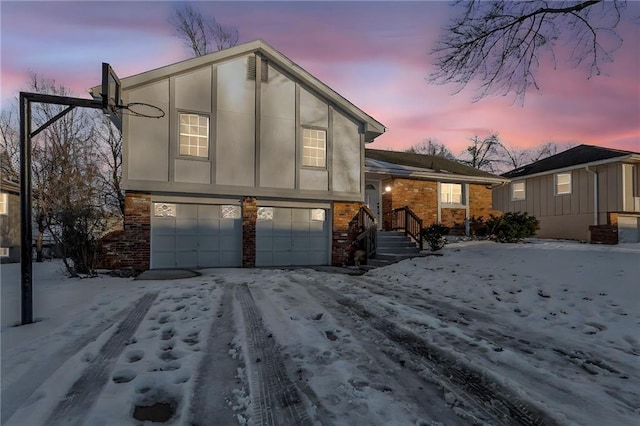 view of front of house with a garage