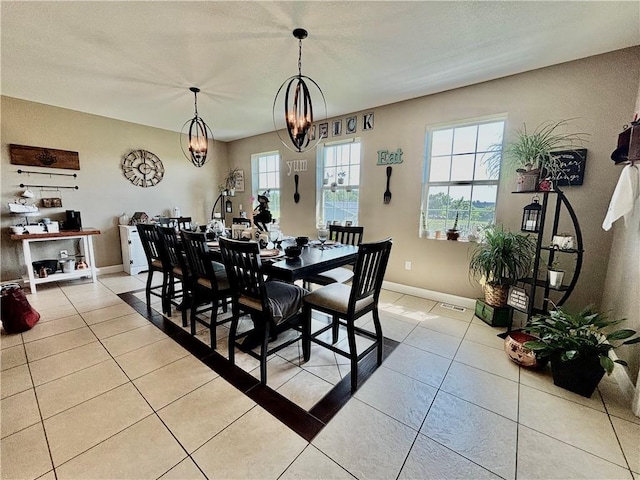 view of tiled dining room