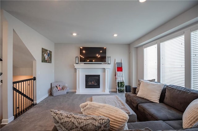 living room featuring carpet flooring