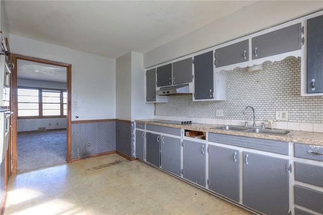 kitchen with gray cabinetry and sink