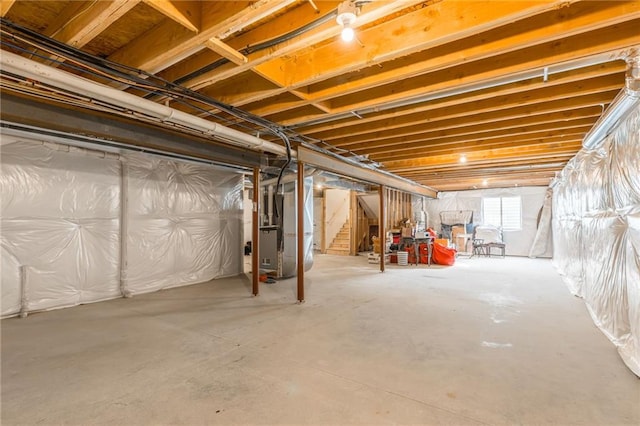 basement with heating unit