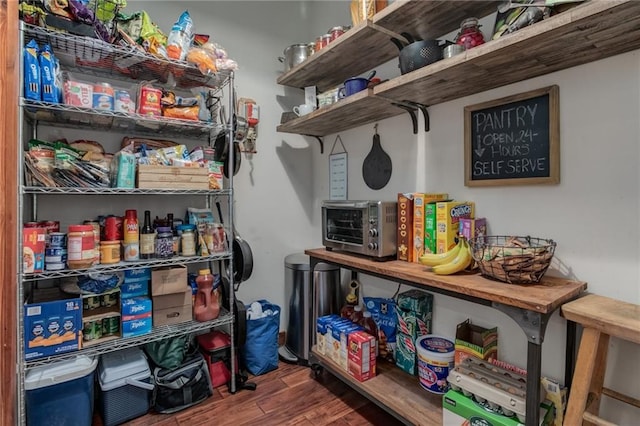 pantry featuring a toaster