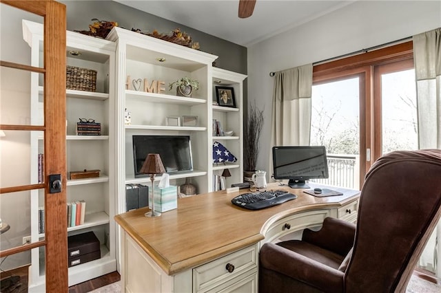 office featuring a ceiling fan