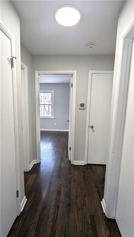 corridor featuring dark hardwood / wood-style flooring