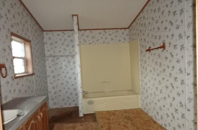 bathroom featuring vanity and crown molding