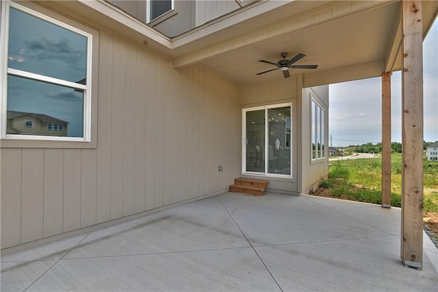 view of patio / terrace featuring ceiling fan