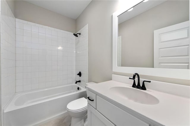 full bathroom with tile patterned floors, vanity, toilet, and bathing tub / shower combination