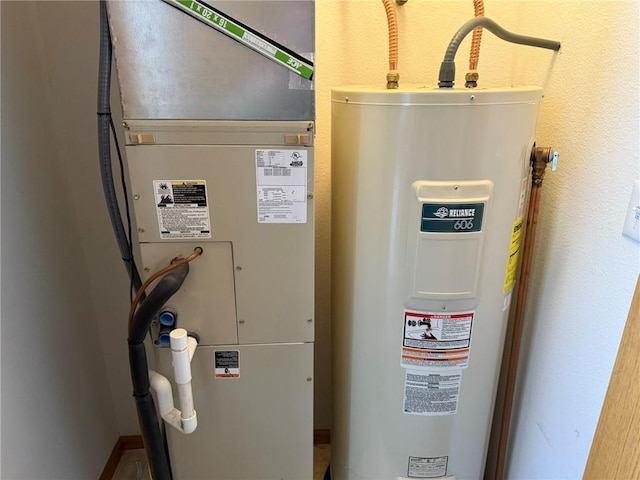 utilities featuring heating unit and water heater