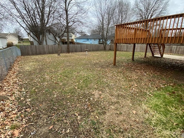 view of yard with a deck