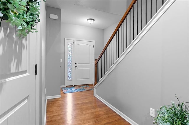 entryway with light hardwood / wood-style flooring