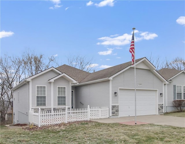 ranch-style house featuring a garage