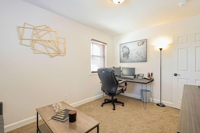 view of carpeted home office