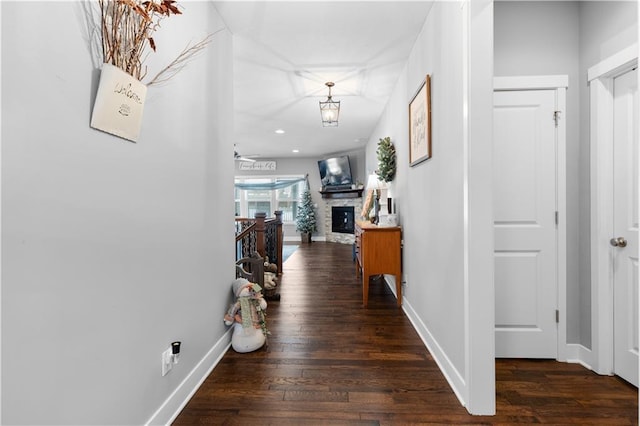 hallway featuring dark hardwood / wood-style floors