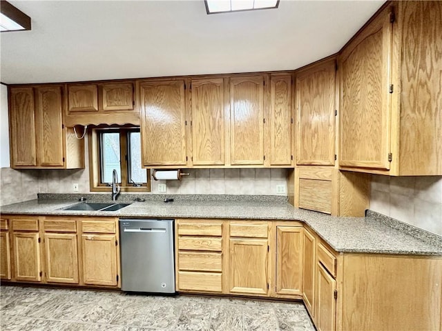 kitchen with stainless steel dishwasher and sink