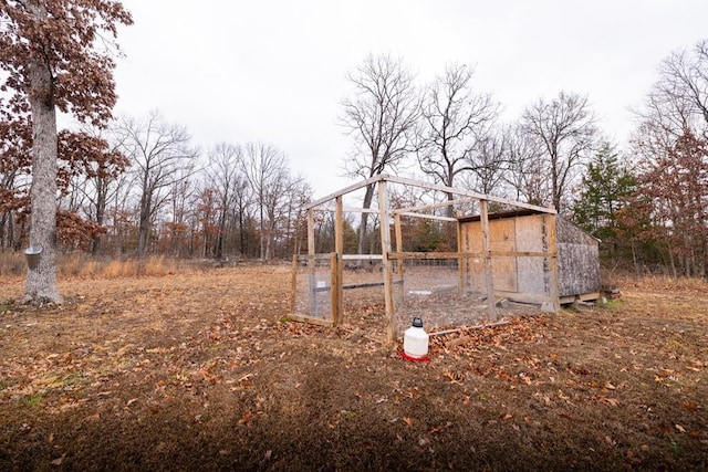 view of yard featuring an outdoor structure