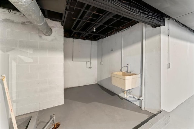 basement featuring sink