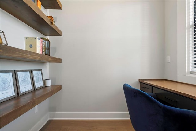 office space featuring dark hardwood / wood-style floors