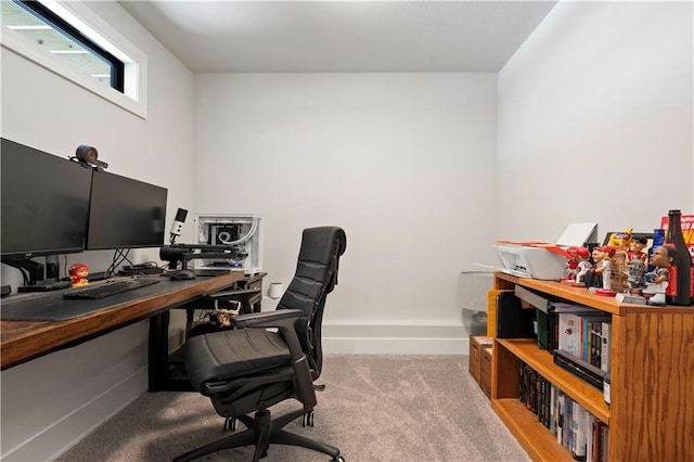 view of carpeted home office