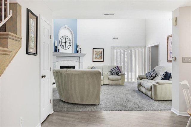 living room featuring hardwood / wood-style flooring