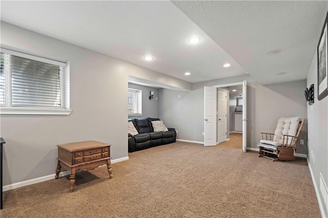 sitting room with carpet