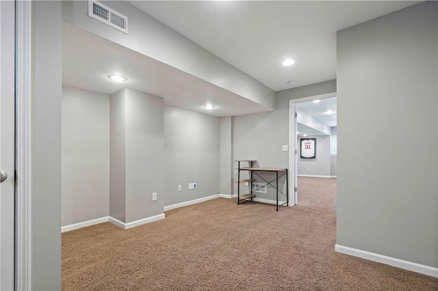 basement with carpet