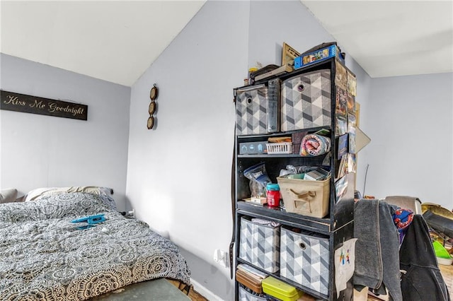 bedroom with vaulted ceiling