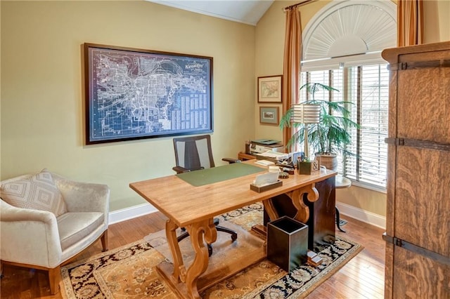 home office featuring light wood-type flooring