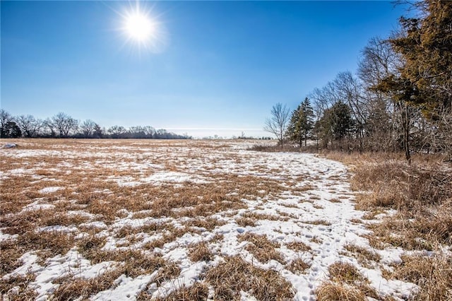 snowy view featuring a rural view