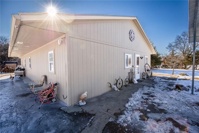 view of snow covered property