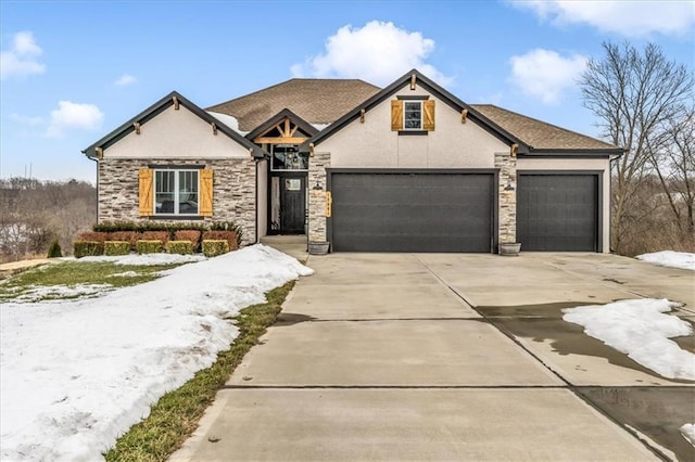 view of front of property with a garage