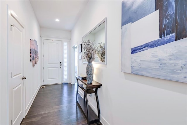 entryway featuring dark hardwood / wood-style flooring