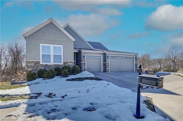 view of front of property with a garage