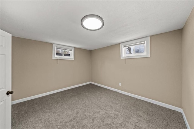 basement with carpet floors