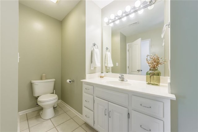 bathroom featuring tile patterned flooring, vanity, and toilet