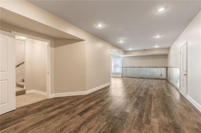 interior space with dark hardwood / wood-style flooring