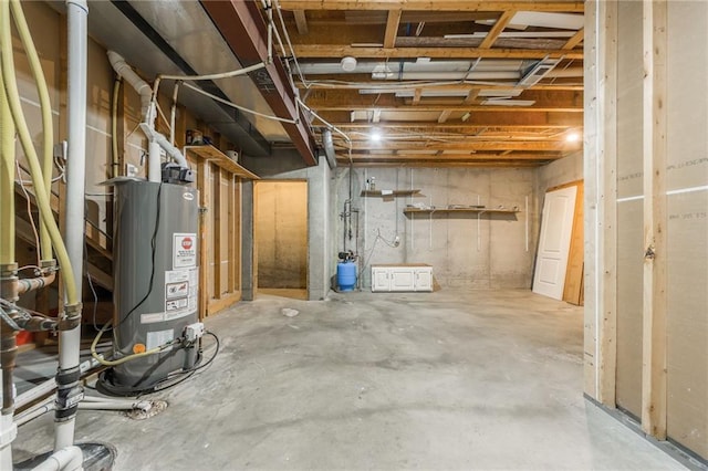 basement with water heater