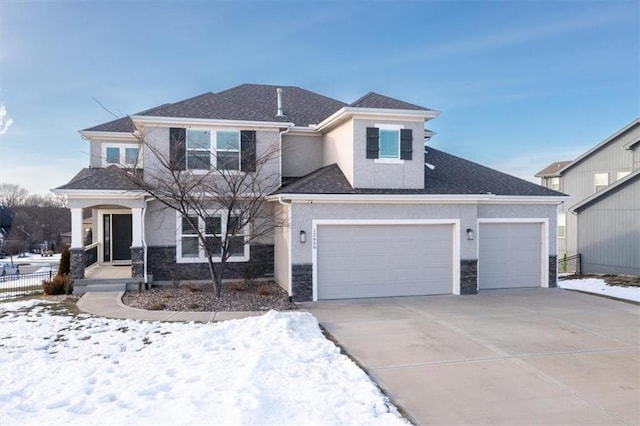 view of front of house with a garage