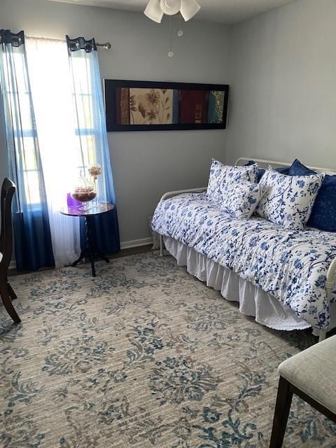 bedroom featuring ceiling fan