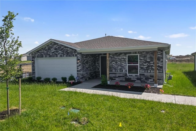 37887 W 207th Ter, Edgerton, KS 66021 - ranch-style home featuring an attached garage, a front lawn, and a shingled roof